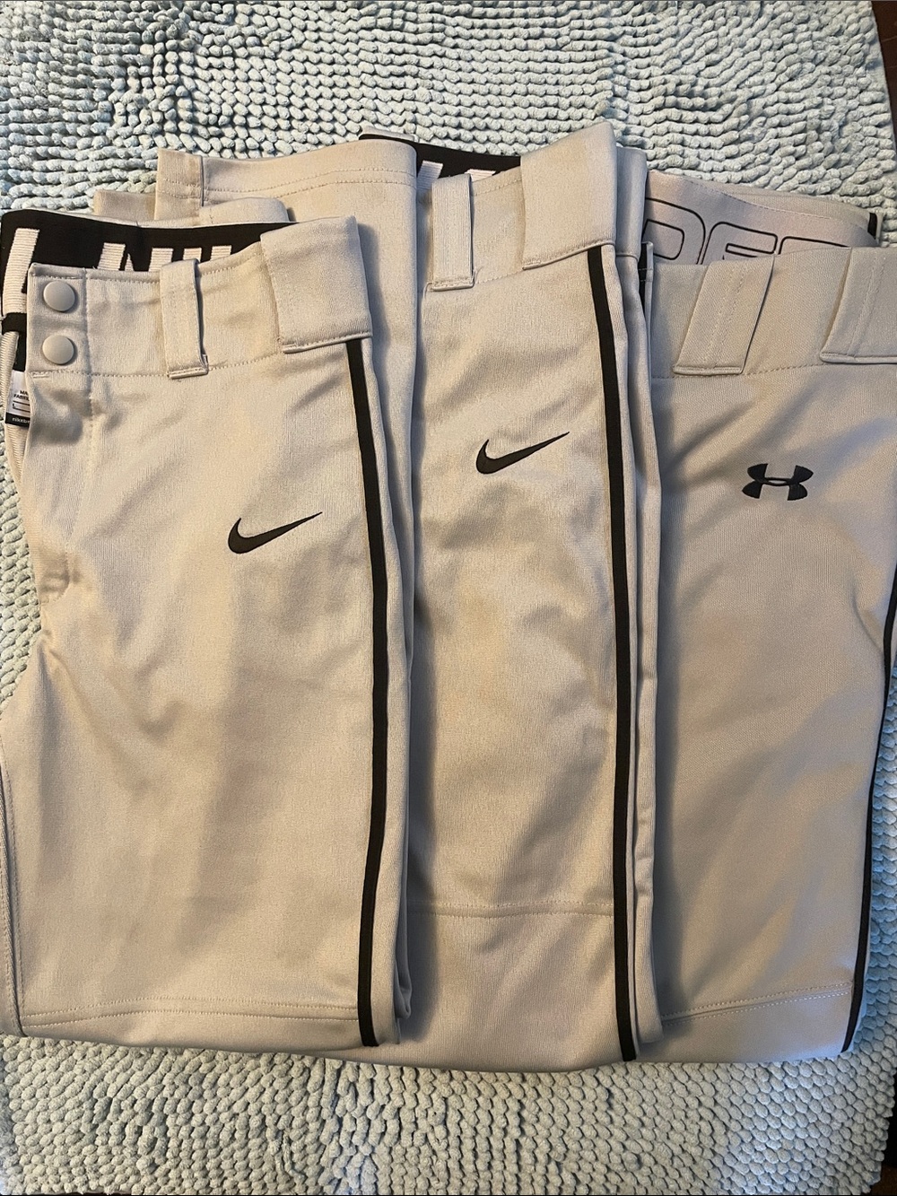 Nike & Under Armour Kids' Gray Baseball Pants with Black Trim